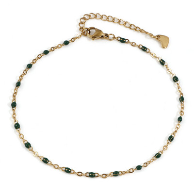 Madinga nerūdijančio plieno kulkšnies apyrankė paprasta aukso spalvos apvado grandinė Daugiaspalvė emaliuota apyrankė ant kojos Vasaros moteriški kulkšnių papuošalai