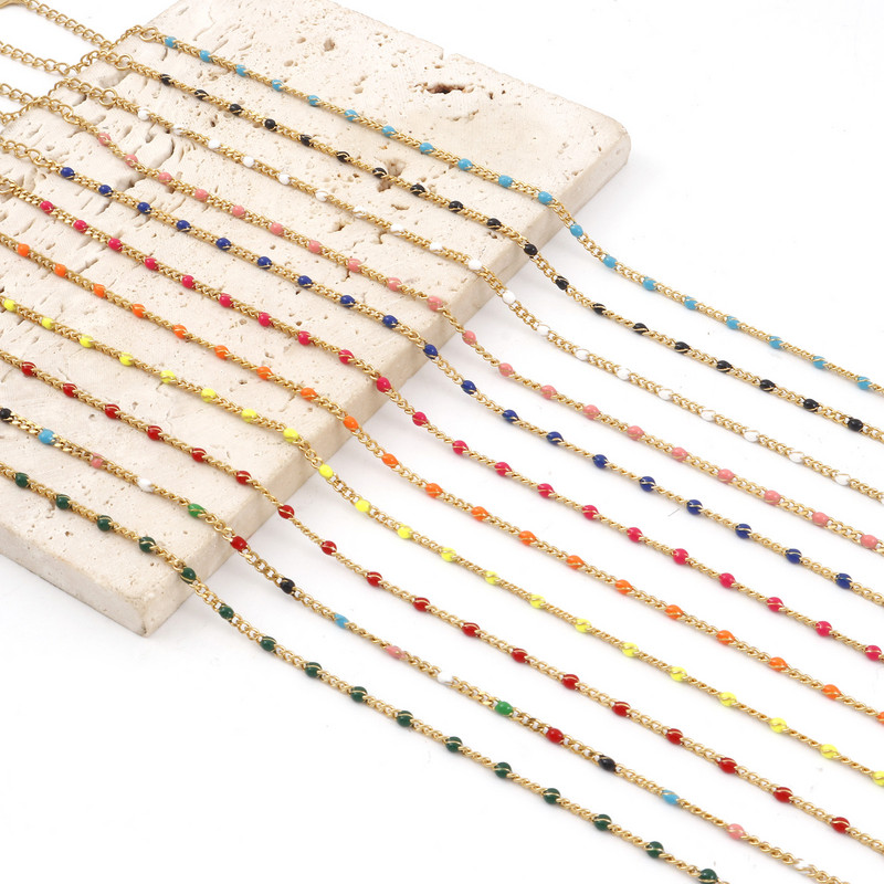 Madinga nerūdijančio plieno kulkšnies apyrankė paprasta aukso spalvos apvado grandinė Daugiaspalvė emaliuota apyrankė ant kojos Vasaros moteriški kulkšnių papuošalai