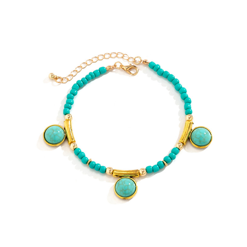 Κρεμαστό βραχιόλι Ingemark Boho Blue Seed Bead για γυναίκες Καλοκαιρινά σανδάλια παραλίας Κρεμαστό βραχιόλι με κέρμα ξυπόλυτο σε αξεσουάρ ποδιών Τετάρτης