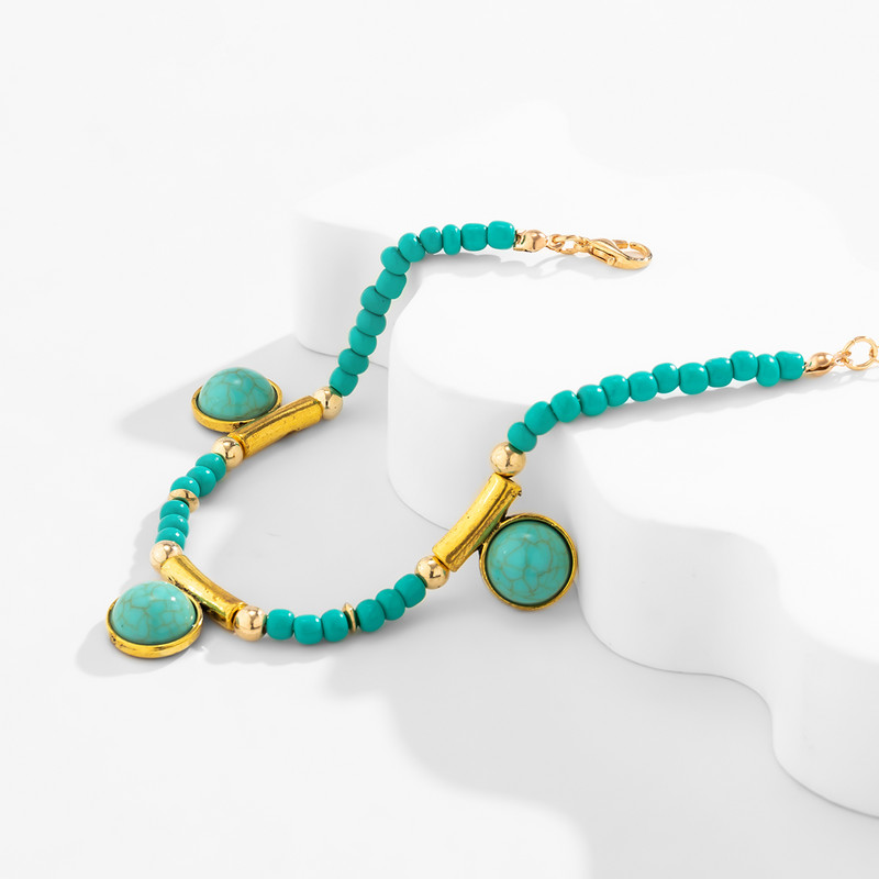 Κρεμαστό βραχιόλι Ingemark Boho Blue Seed Bead για γυναίκες Καλοκαιρινά σανδάλια παραλίας Κρεμαστό βραχιόλι με κέρμα ξυπόλυτο σε αξεσουάρ ποδιών Τετάρτης