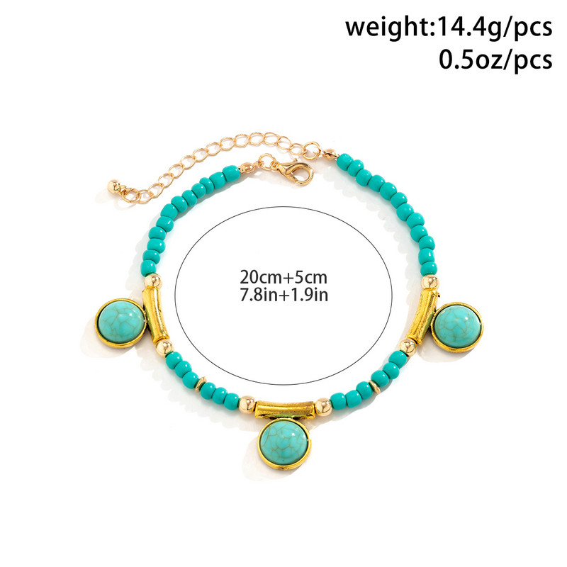 Κρεμαστό βραχιόλι Ingemark Boho Blue Seed Bead για γυναίκες Καλοκαιρινά σανδάλια παραλίας Κρεμαστό βραχιόλι με κέρμα ξυπόλυτο σε αξεσουάρ ποδιών Τετάρτης