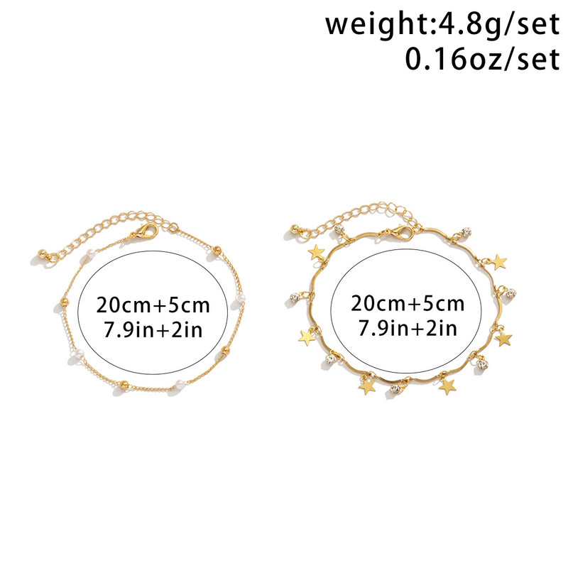 Boho imitatsioonpärlitest jalakett jalavõru käevõru naistele suvine tups Star Crystal Ball ripats pahkluu sandaalid paljajalu ehted