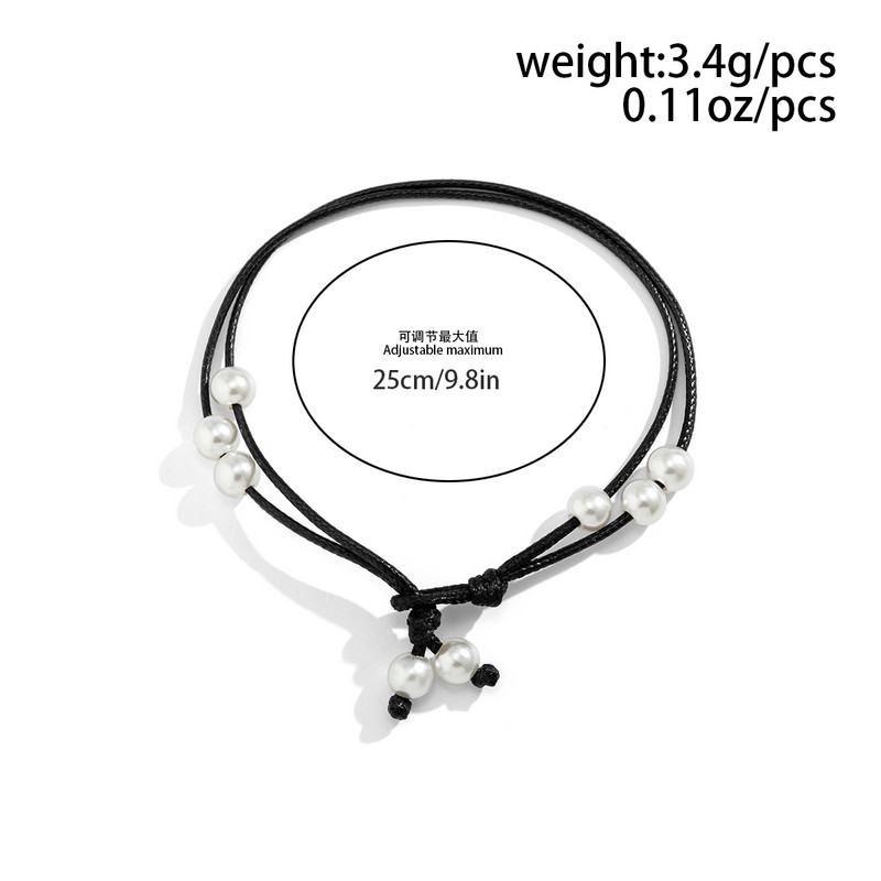 Ingemark Boho Μαύρο Κερί Κλωστή με ρυθμιζόμενη αλυσίδα Γυναικεία ποδαράκια Καλοκαιρινή παραλία Ξυπόλυτη Απομίμηση Αστραγάλου Πέρλα Κρεμαστό Πόδι Κοσμήματα