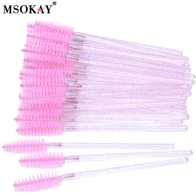 50 tk/pudel Kulmude ja ripsmete pingul pintsel ümbrisega ühekordselt kasutatav roosa must ripsmehari pudeli mahutis Mini ripsmetušši vardad