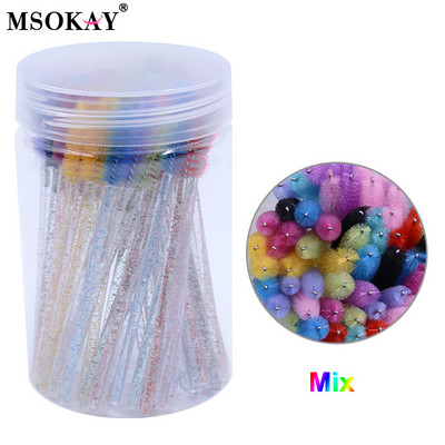 50 tk/pudel Kulmude ja ripsmete pingul pintsel ümbrisega ühekordselt kasutatav roosa must ripsmehari pudeli mahutis Mini ripsmetušši vardad