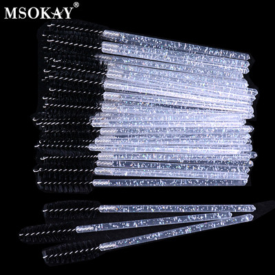 50 tk/pudel Kulmude ja ripsmete pingul pintsel ümbrisega ühekordselt kasutatav roosa must ripsmehari pudeli mahutis Mini ripsmetušši vardad