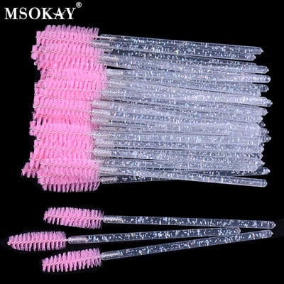 50 tk/pudel Kulmude ja ripsmete pingul pintsel ümbrisega ühekordselt kasutatav roosa must ripsmehari pudeli mahutis Mini ripsmetušši vardad