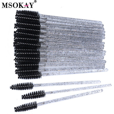 50 tk/pudel Kulmude ja ripsmete pingul pintsel ümbrisega ühekordselt kasutatav roosa must ripsmehari pudeli mahutis Mini ripsmetušši vardad