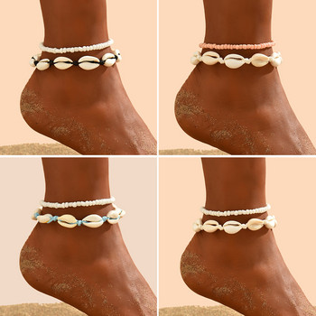 Boho Морска звезда Conch Shell Beads Гривна за глезен на крака Ансети с цветя от ананас Боси крака за жени Верига за крака Плажни бижута