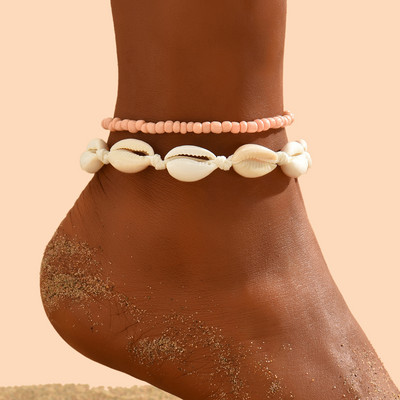 Boho Starfish Conch Shell Beads Anklet βραχιόλι στο πόδι Ανανάς λουλούδια ποδιού ξυπόλητα για γυναίκες Κόσμημα παραλίας με αλυσίδα ποδιών