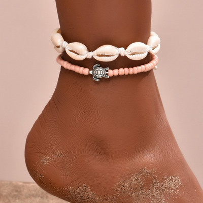 Boho Starfish Conch Shell Beads Anklet βραχιόλι στο πόδι Ανανάς λουλούδια ποδιού ξυπόλητα για γυναίκες Κόσμημα παραλίας με αλυσίδα ποδιών