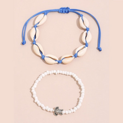 Boho Starfish Conch Shell Beads Anklet βραχιόλι στο πόδι Ανανάς λουλούδια ποδιού ξυπόλητα για γυναίκες Κόσμημα παραλίας με αλυσίδα ποδιών