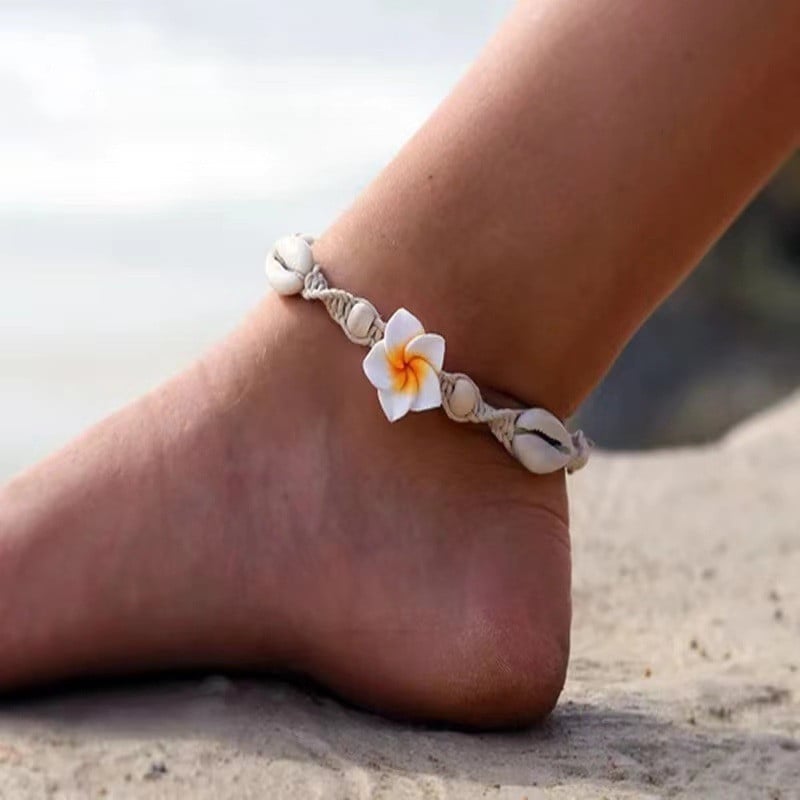 Boho Starfish Conch Shell Beads Anklet βραχιόλι στο πόδι Ανανάς λουλούδια ποδιού ξυπόλητα για γυναίκες Κόσμημα παραλίας με αλυσίδα ποδιών