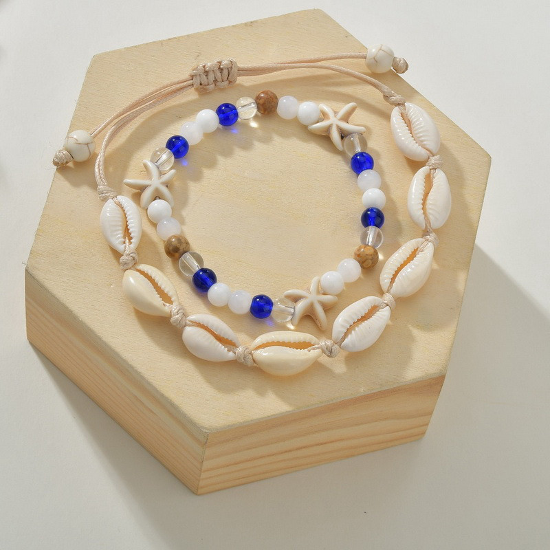 Boho Starfish Conch Shell Beads Anklet βραχιόλι στο πόδι Ανανάς λουλούδια ποδιού ξυπόλητα για γυναίκες Κόσμημα παραλίας με αλυσίδα ποδιών