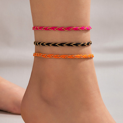 13 цвята бохо етническа цветна ръчно изработена плитка въже верига гривна за глезена за жени летен плаж глезен бос Y2K бижута за крака