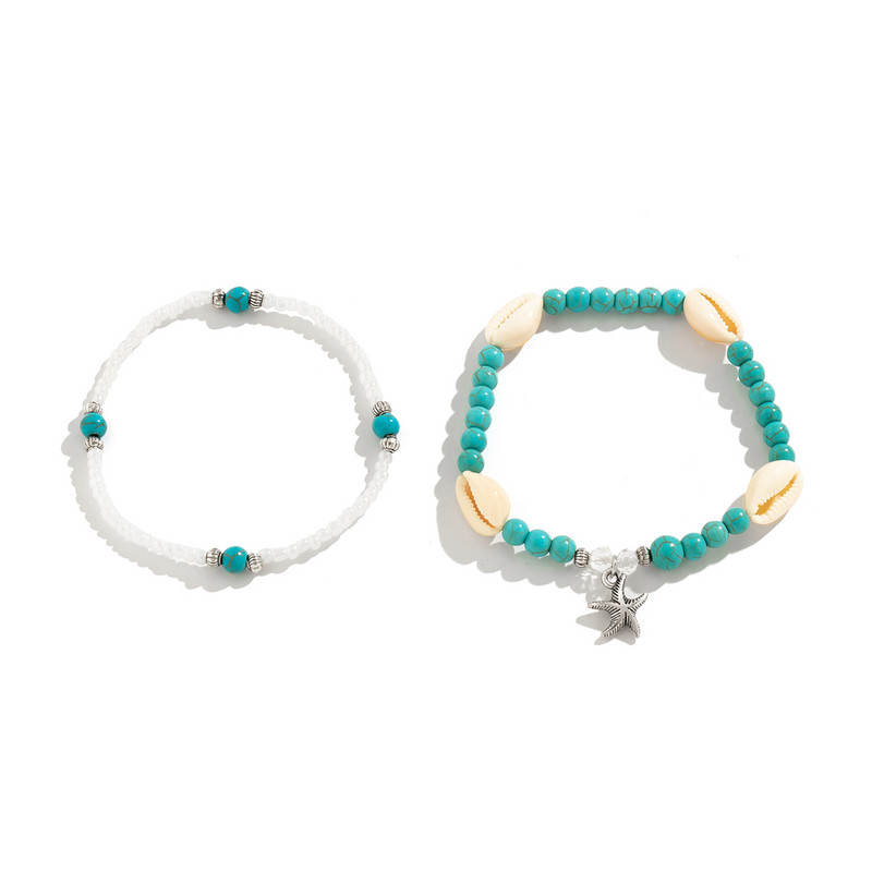 Boho Imitatsioonipärli roheline helmestest kestakett jalavõru Naiste suvine ranna pahkluu käevõru jalal Paljajalu Ehted Aksessuaarid