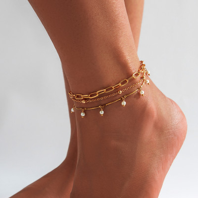 Vintage gyöngyutánzat csillag bojt medál bokalánc karkötő női nyári strand mezítlábas szandál boka láb ékszer kiegészítők
