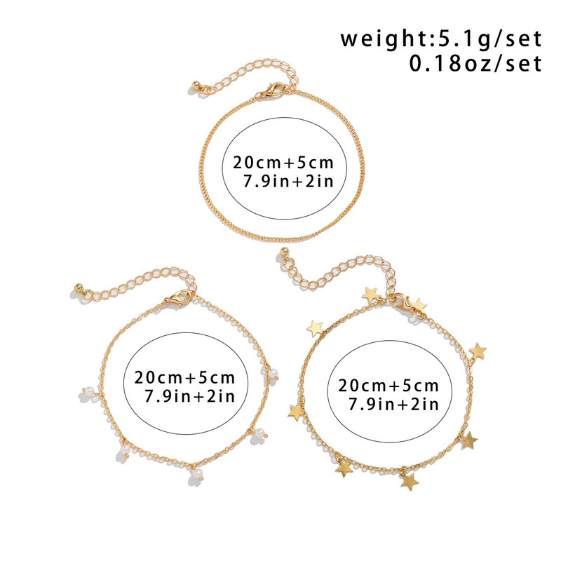 Vintage gyöngyutánzat csillag bojt medál bokalánc karkötő női nyári strand mezítlábas szandál boka láb ékszer kiegészítők