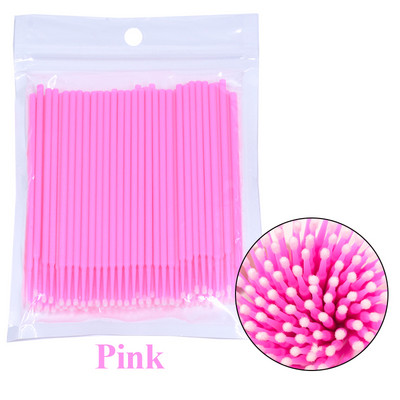 MSOKAY100PCS/Lot Skropstu birstes Kokvilnas tampons Micro Individual Eyelashes Mikrobirstītes noņemšana Tīrīšana Skropstu pieaudzēšana Aksesuāri