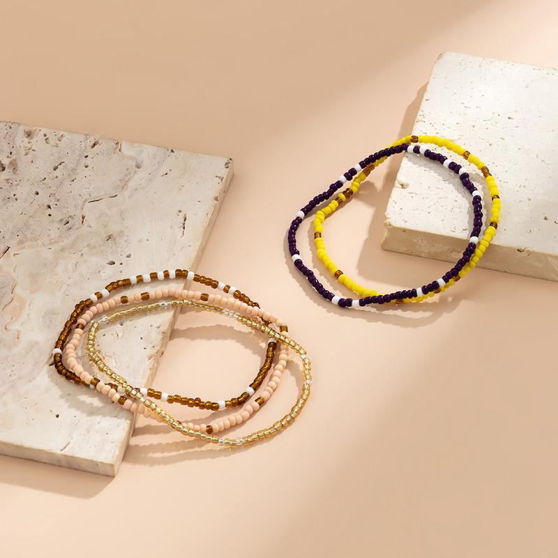 5 tk/komplekt Boheemlaste värvilised elastsed helmestega keti jalavõrud naistele Summer Ocean Beach Käsitsi valmistatud pahkluu käevõru ja jala ehted