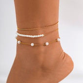 Ingemark Bohemian Imitation Pearl Chain jalavõrud naistele Summer Beach Vintage Barefoot Käevõru Pahkluu Jala Ehted Aksessuaarid