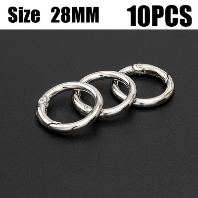 10 τμχ Μεταλλικά O Ring κουμπώματα με ελατήρια για DIY κοσμήματα Ανοιγόμενα στρογγυλά καραμπίνια για μπρελόκ για τσάντες με αγκίστρια για αγκράφες