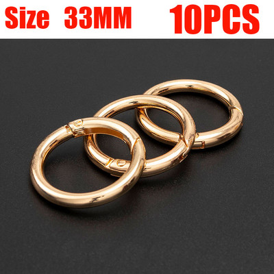 10 τμχ Μεταλλικά O Ring κουμπώματα με ελατήρια για DIY κοσμήματα Ανοιγόμενα στρογγυλά καραμπίνια για μπρελόκ για τσάντες με αγκίστρια για αγκράφες