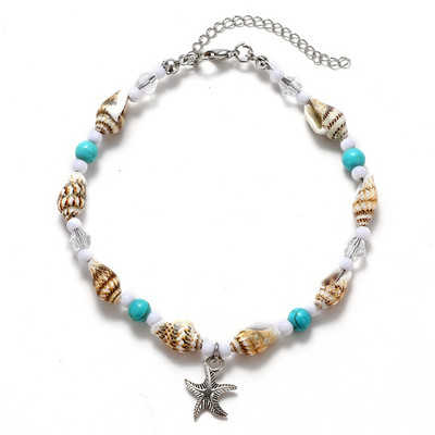 IFKM Vintage Anklet Starfish κρεμαστό μανδύα 2023 για γυναίκες Bohemian Stone Beads Bohemian Ankle Bracelet Beach Foot Jewelry