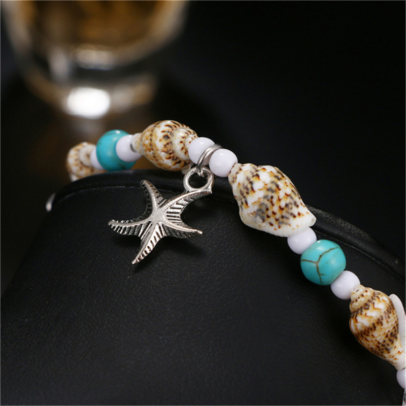 IFKM Vintage Anklet Starfish κρεμαστό μανδύα 2023 για γυναίκες Bohemian Stone Beads Bohemian Ankle Bracelet Beach Foot Jewelry