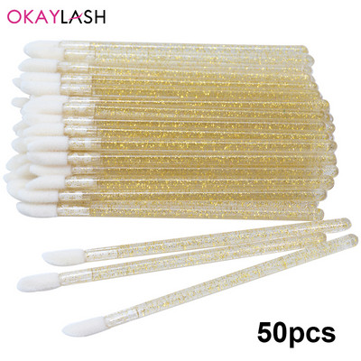 Okaylash ühekordselt kasutatavad sädelevad ripsmepikendused puhastusharjad Crystal Micro huuleläike aplikaator Säravad puhastusvahendid meigivahendid