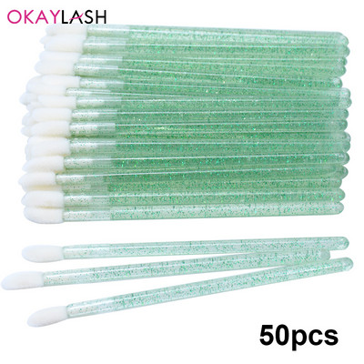 Okaylash ühekordselt kasutatavad sädelevad ripsmepikendused puhastusharjad Crystal Micro huuleläike aplikaator Säravad puhastusvahendid meigivahendid
