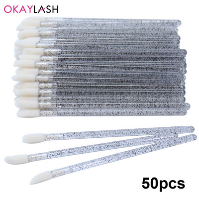 Okaylash ühekordselt kasutatavad sädelevad ripsmepikendused puhastusharjad Crystal Micro huuleläike aplikaator Säravad puhastusvahendid meigivahendid
