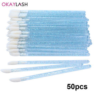 Okaylash ühekordselt kasutatavad sädelevad ripsmepikendused puhastusharjad Crystal Micro huuleläike aplikaator Säravad puhastusvahendid meigivahendid