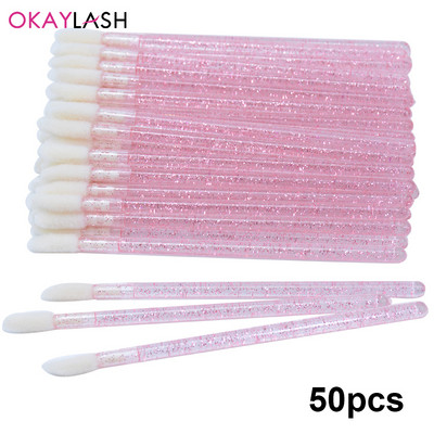 Okaylash ühekordselt kasutatavad sädelevad ripsmepikendused puhastusharjad Crystal Micro huuleläike aplikaator Säravad puhastusvahendid meigivahendid