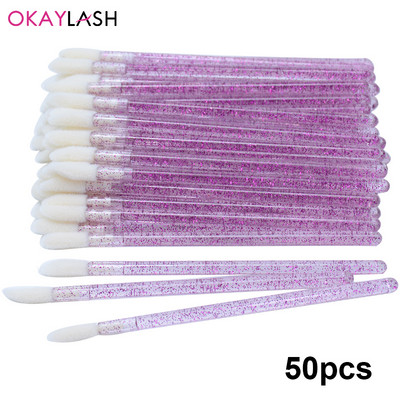 Okaylash ühekordselt kasutatavad sädelevad ripsmepikendused puhastusharjad Crystal Micro huuleläike aplikaator Säravad puhastusvahendid meigivahendid