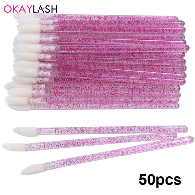 Okaylash ühekordselt kasutatavad sädelevad ripsmepikendused puhastusharjad Crystal Micro huuleläike aplikaator Säravad puhastusvahendid meigivahendid
