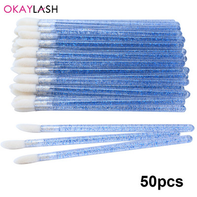 Okaylash ühekordselt kasutatavad sädelevad ripsmepikendused puhastusharjad Crystal Micro huuleläike aplikaator Säravad puhastusvahendid meigivahendid