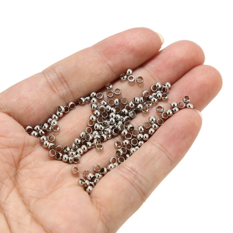 100db 1,5 2 2,5 3 mm-es dugó távtartó gyöngyök rozsdamentes acél pozicionáló golyós krimpelő gyöngyök barkács ékszerkészítési kellékekhez