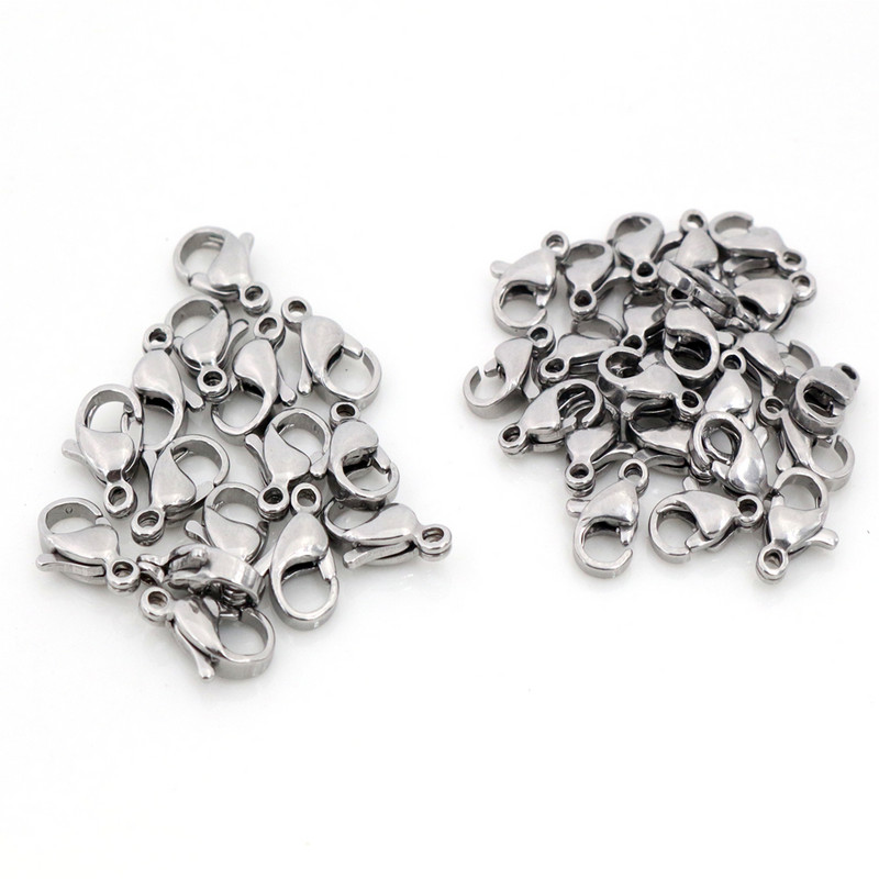 30 tk / partii 12 * 7 mm 10 * 5 mm roostevabast terasest kullatud homaariga haakekonksud kaelakee ja käevõru keti jaoks DIY moehete leiud