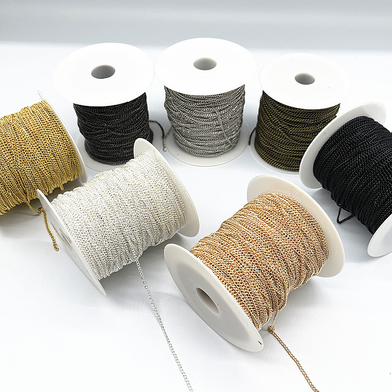 2 γιάρδες χρυσή/ασημένια/χάλκινη/μαύρη αλυσίδα κολιέ για κοσμήματα Δημιουργία ευρημάτων DIY Αλυσίδες κολιέ Υλικά Χειροποίητα