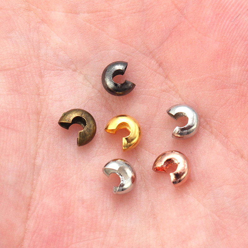 100 τμχ Ανοιχτές χάντρες πτύχωσης Καλύμματα Πλακωτές χάντρες Πώμα διαχωρισμού χάντρες για DIY κοσμήματα Κατασκευή ευρημάτων Προμήθειες quetschperlen