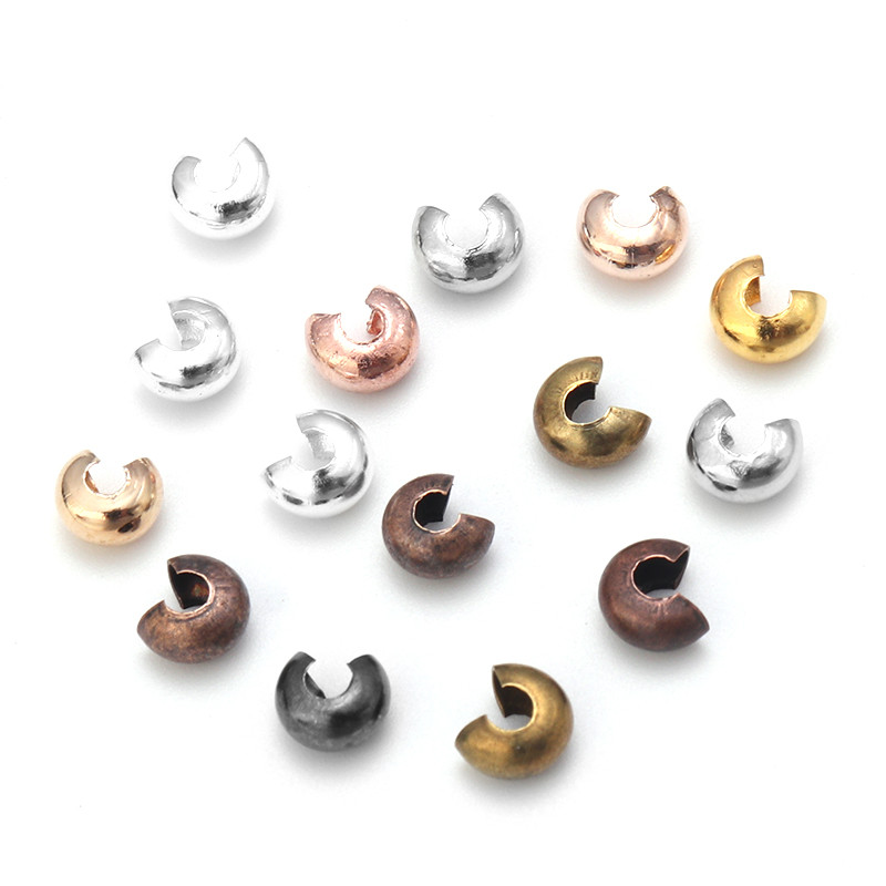 100 τμχ Ανοιχτές χάντρες πτύχωσης Καλύμματα Πλακωτές χάντρες Πώμα διαχωρισμού χάντρες για DIY κοσμήματα Κατασκευή ευρημάτων Προμήθειες quetschperlen