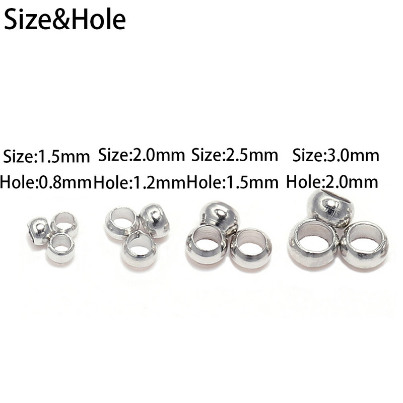 500 buc/lot, auriu, argint, cupru, bile de sertizare, margele de capăt cu diametrul de 1,5-3 mm, mărgele distanțiere pentru dop pentru bricolaj, accesorii pentru fabricarea de bijuterii