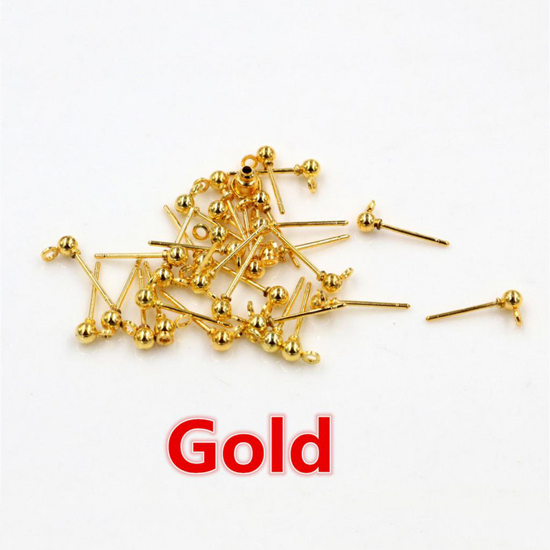 50 τμχ/παρτίδα 3/4/5 χιλιοστά 6 Χρώματα καρφίτσα ευρήματα Σκουλαρίκι καρφίτσες Βασικές καρφίτσες Πώματα σύνδεσης για αξεσουάρ κατασκευής κοσμημάτων προμήθειες