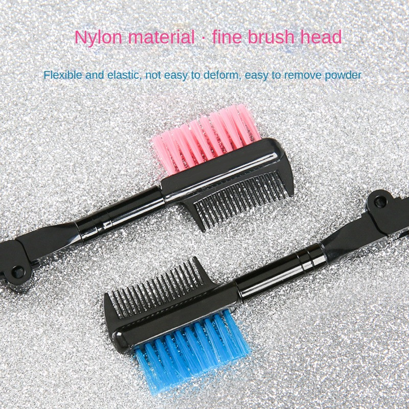 2 în 1 Perie pentru sprâncene pliabilă cu două capete Pieptene pentru perie pentru gene cu dinți rotunji siguri pentru pieptene pentru machiaj pentru ochi Instrument cosmetic