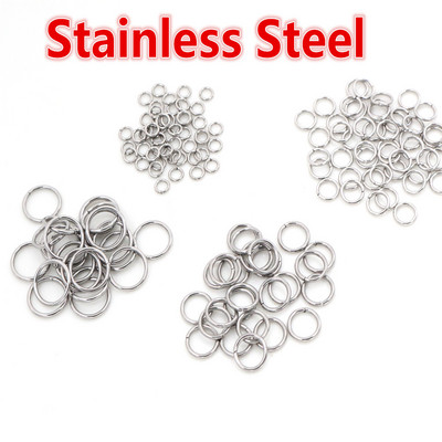 200pcs/Παρτίδα 3/4/5/6/7/8/10mm Ανοξείδωτο ατσάλι DIY Jewelry Findings Open Single Loops Jump Rings & Split Ring για κατασκευή κοσμημάτων