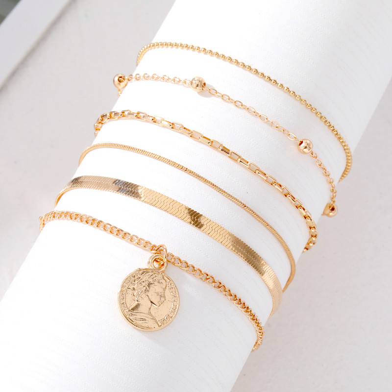 Αξεσουάρ κοσμημάτων IFKM Fashion με μεταλλική αλυσίδα για γυναίκες Vintage βραχιόλια στον αστράγαλο Γυναικεία ξυπόλητα αξεσουάρ κοσμημάτων με αλυσίδα ποδιών 2023