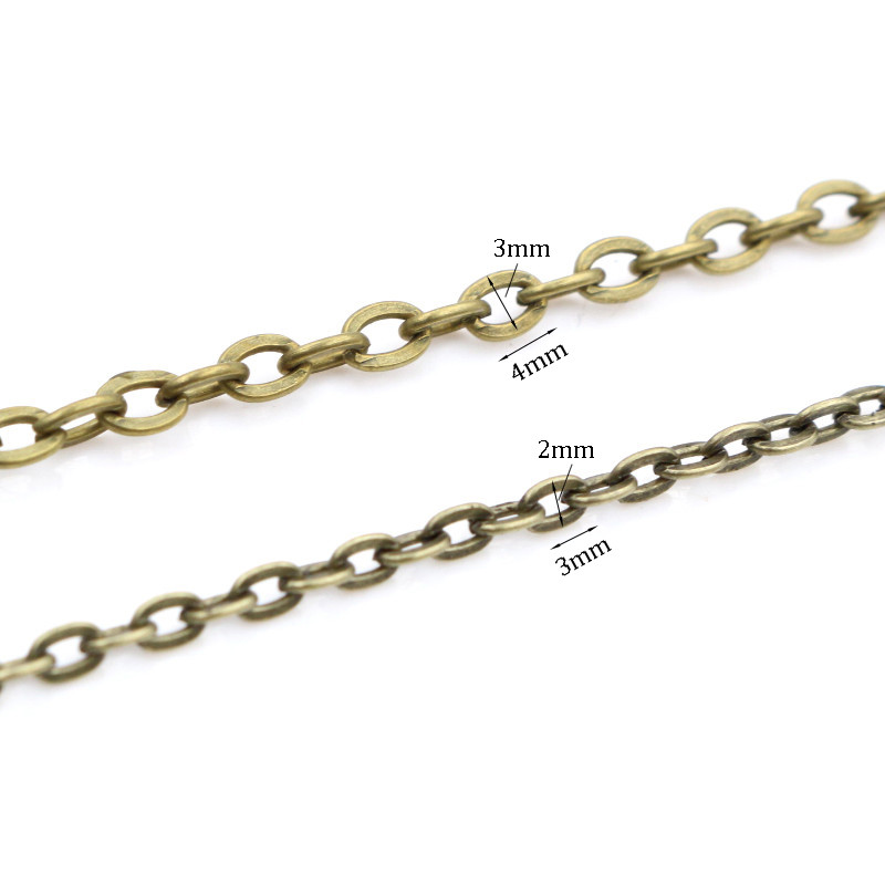 5 μέτρα/παρτίδα 3x2mm 4x3mm 5 χρώματα επιμεταλλωμένα χειροποίητα μη συγκολλημένα σιδερένια αλυσίδες καλωδίων Κολιέ Κοσμήματα DIY Κατασκευή ευρημάτων Αξεσουάρ