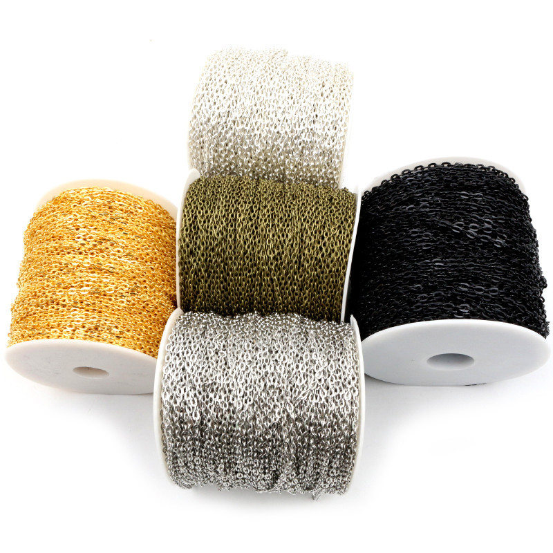 5 μέτρα/παρτίδα 3x2mm 4x3mm 5 χρώματα επιμεταλλωμένα χειροποίητα μη συγκολλημένα σιδερένια αλυσίδες καλωδίων Κολιέ Κοσμήματα DIY Κατασκευή ευρημάτων Αξεσουάρ