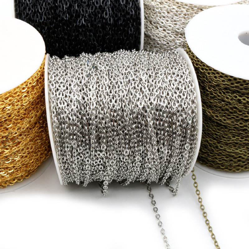 5 μέτρα/παρτίδα 3x2mm 4x3mm 5 χρώματα επιμεταλλωμένα χειροποίητα μη συγκολλημένα σιδερένια αλυσίδες καλωδίων Κολιέ Κοσμήματα DIY Κατασκευή ευρημάτων Αξεσουάρ